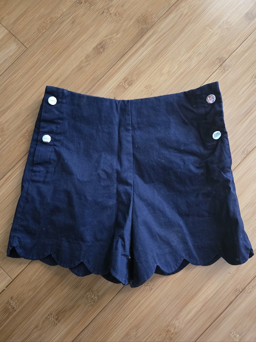 Jacadi Paris Navy Scalloped High-Waist Girls Shorts - 10